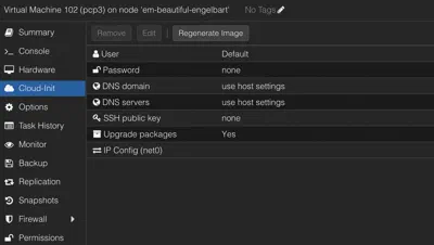 Cloud-Init tab with SSH public key field